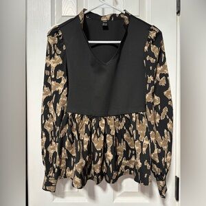 Women’s black tan leopard cheetah long sleeve evening formal party bodycon sexy